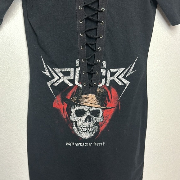 Metal Chicks Do It Better Black Body Con Rocker Dress Small - Picture 4 of 7